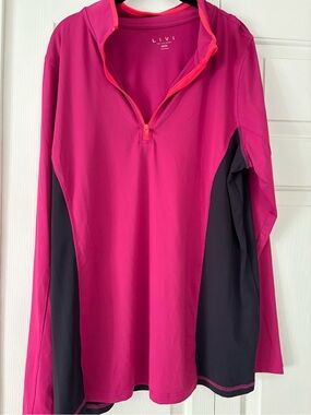 Lane Bryant Hot Pink & Black Quarter-Zip Active Pullover